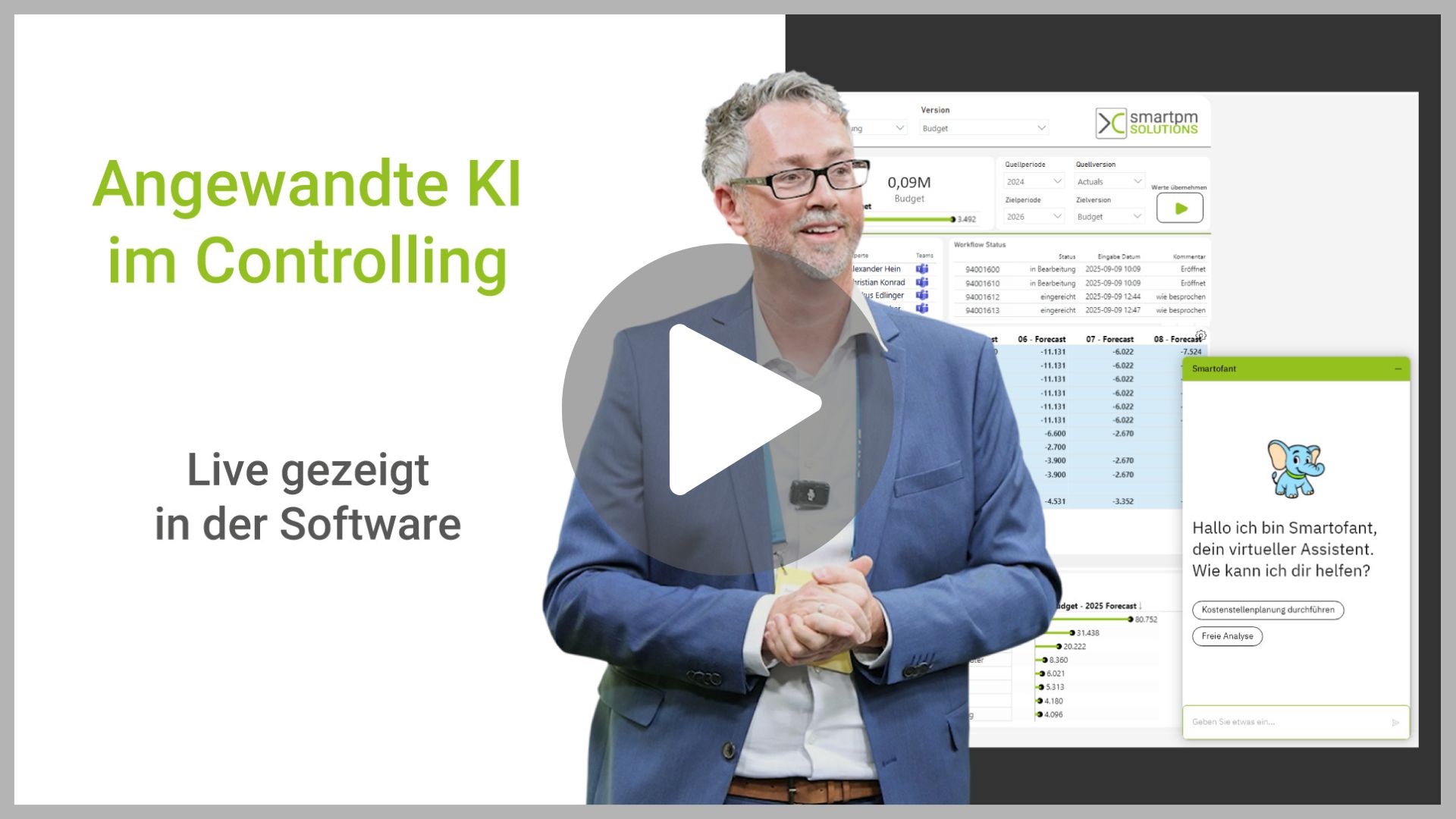 Angewandte KI im Controlling, Eblicke in die Software und KI Assistent