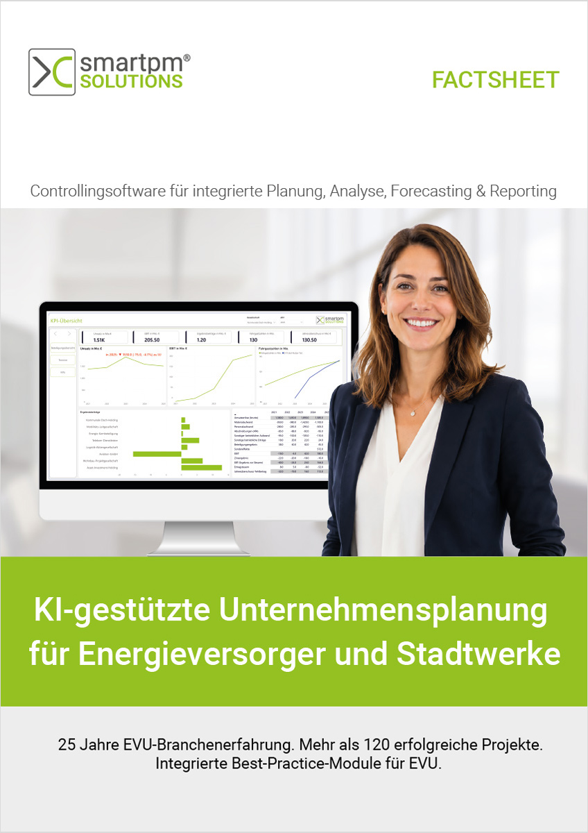 Cover für das Factsheet KI-gestützte Unternehmensplanung für Energieversorger und Stadtwerke