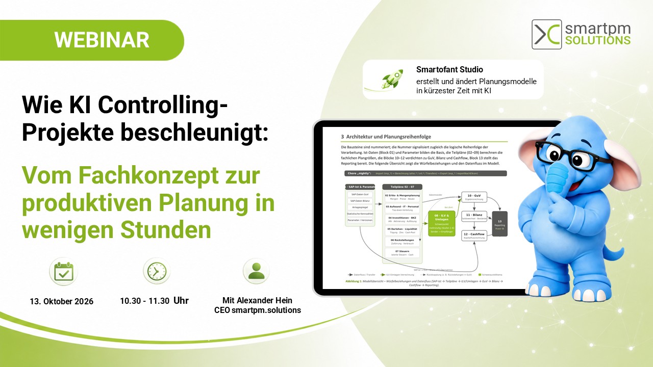 Coverbild des Webinars Wie KI Controlling-Projekte beschleunigt
